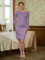 Sheath/Column Scoop Knee-Length Satin Mother of the Bride Dresses With Lace