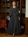 A-Line/Princess V-neck Ankle-Length Chiffon Mother of the Bride Dresses With Applique