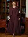 A-Line/Princess V-neck Ankle-Length Chiffon Mother of the Bride Dresses With Applique
