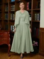 A-Line/Princess V-neck Ankle-Length Chiffon Mother of the Bride Dresses With Applique