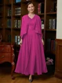 A-Line/Princess V-neck Ankle-Length Chiffon Mother of the Bride Dresses With Applique