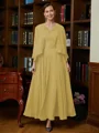 A-Line/Princess V-neck Ankle-Length Chiffon Mother of the Bride Dresses With Applique