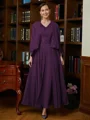 A-Line/Princess V-neck Ankle-Length Chiffon Mother of the Bride Dresses With Applique