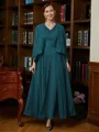 A-Line/Princess V-neck Ankle-Length Chiffon Mother of the Bride Dresses With Applique
