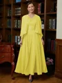 A-Line/Princess V-neck Ankle-Length Chiffon Mother of the Bride Dresses With Applique