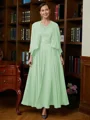 A-Line/Princess V-neck Ankle-Length Chiffon Mother of the Bride Dresses With Applique