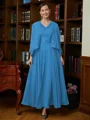 A-Line/Princess V-neck Ankle-Length Chiffon Mother of the Bride Dresses With Applique
