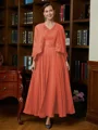 A-Line/Princess V-neck Ankle-Length Chiffon Mother of the Bride Dresses With Applique