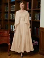 A-Line/Princess V-neck Ankle-Length Chiffon Mother of the Bride Dresses With Applique