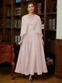 A-Line/Princess V-neck Ankle-Length Chiffon Mother of the Bride Dresses With Applique