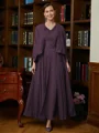 A-Line/Princess V-neck Ankle-Length Chiffon Mother of the Bride Dresses With Applique