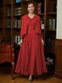A-Line/Princess V-neck Ankle-Length Chiffon Mother of the Bride Dresses With Applique