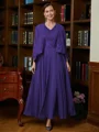 A-Line/Princess V-neck Ankle-Length Chiffon Mother of the Bride Dresses With Applique