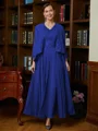A-Line/Princess V-neck Ankle-Length Chiffon Mother of the Bride Dresses With Applique