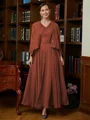 A-Line/Princess V-neck Ankle-Length Chiffon Mother of the Bride Dresses With Applique