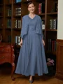 A-Line/Princess V-neck Ankle-Length Chiffon Mother of the Bride Dresses With Applique