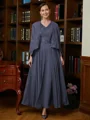 A-Line/Princess V-neck Ankle-Length Chiffon Mother of the Bride Dresses With Applique
