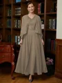 A-Line/Princess V-neck Ankle-Length Chiffon Mother of the Bride Dresses With Applique