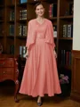 A-Line/Princess V-neck Ankle-Length Chiffon Mother of the Bride Dresses With Applique