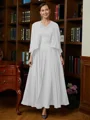 A-Line/Princess V-neck Ankle-Length Chiffon Mother of the Bride Dresses With Applique