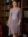Sheath/Column Scoop Knee-Length Chiffon Mother of the Bride Dresses With Lace