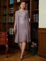 Sheath/Column Scoop Knee-Length Chiffon Mother of the Bride Dresses With Lace