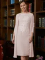 Sheath/Column Scoop Knee-Length Chiffon Mother of the Bride Dresses With Lace