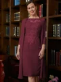 Sheath/Column Scoop Knee-Length Chiffon Mother of the Bride Dresses With Lace