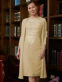 Sheath/Column Scoop Knee-Length Chiffon Mother of the Bride Dresses With Lace