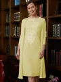 Sheath/Column Scoop Knee-Length Chiffon Mother of the Bride Dresses With Lace