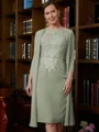 Sheath/Column Scoop Knee-Length Chiffon Mother of the Bride Dresses With Lace