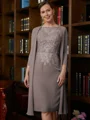 Sheath/Column Scoop Knee-Length Chiffon Mother of the Bride Dresses With Lace