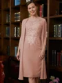 Sheath/Column Scoop Knee-Length Chiffon Mother of the Bride Dresses With Lace