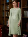 Sheath/Column Scoop Knee-Length Chiffon Mother of the Bride Dresses With Lace