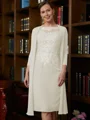 Sheath/Column Scoop Knee-Length Chiffon Mother of the Bride Dresses With Lace