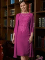 Sheath/Column Scoop Knee-Length Chiffon Mother of the Bride Dresses With Lace