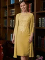 Sheath/Column Scoop Knee-Length Chiffon Mother of the Bride Dresses With Lace