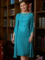 Sheath/Column Scoop Knee-Length Chiffon Mother of the Bride Dresses With Lace