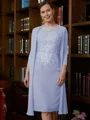 Sheath/Column Scoop Knee-Length Chiffon Mother of the Bride Dresses With Lace