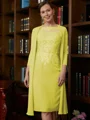 Sheath/Column Scoop Knee-Length Chiffon Mother of the Bride Dresses With Lace