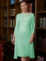 Sheath/Column Scoop Knee-Length Chiffon Mother of the Bride Dresses With Lace