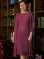 Sheath/Column Scoop Knee-Length Chiffon Mother of the Bride Dresses With Lace