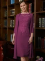 Sheath/Column Scoop Knee-Length Chiffon Mother of the Bride Dresses With Lace