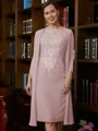 Sheath/Column Scoop Knee-Length Chiffon Mother of the Bride Dresses With Lace