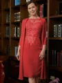 Sheath/Column Scoop Knee-Length Chiffon Mother of the Bride Dresses With Lace
