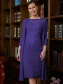 Sheath/Column Scoop Knee-Length Chiffon Mother of the Bride Dresses With Lace