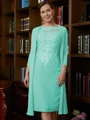 Sheath/Column Scoop Knee-Length Chiffon Mother of the Bride Dresses With Lace