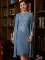 Sheath/Column Scoop Knee-Length Chiffon Mother of the Bride Dresses With Lace