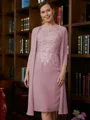 Sheath/Column Scoop Knee-Length Chiffon Mother of the Bride Dresses With Lace