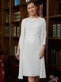 Sheath/Column Scoop Knee-Length Chiffon Mother of the Bride Dresses With Lace